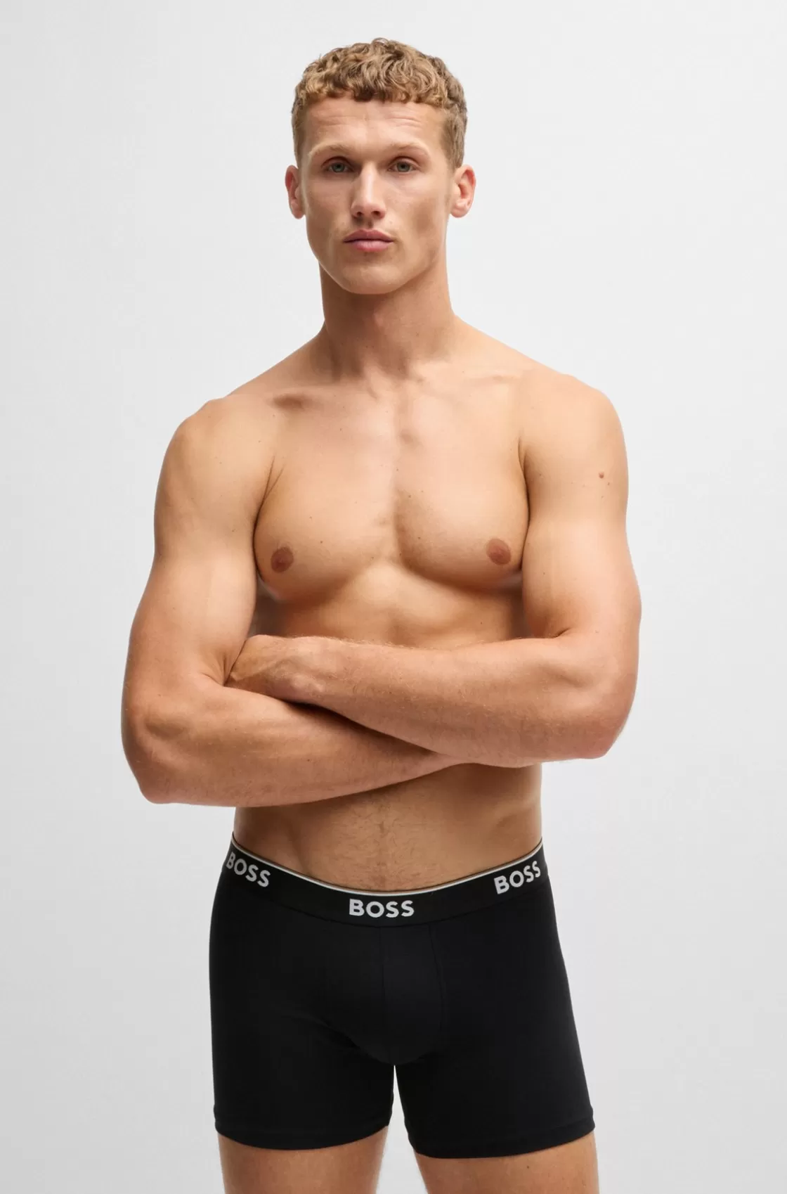 HUGO BOSS Three-pack Of Stretch-cotton Boxer Briefs With Logos Black Cheap