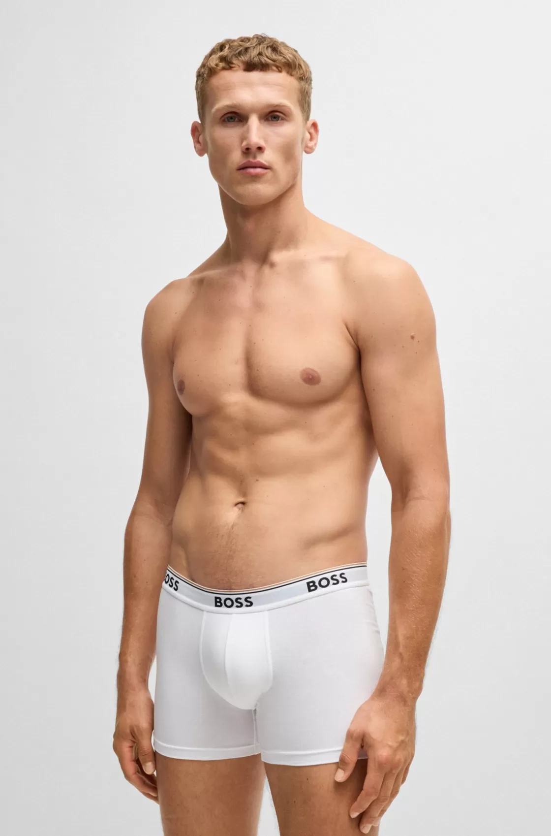 HUGO BOSS Three-pack Of Stretch-cotton Boxer Briefs With Logos White Fashion