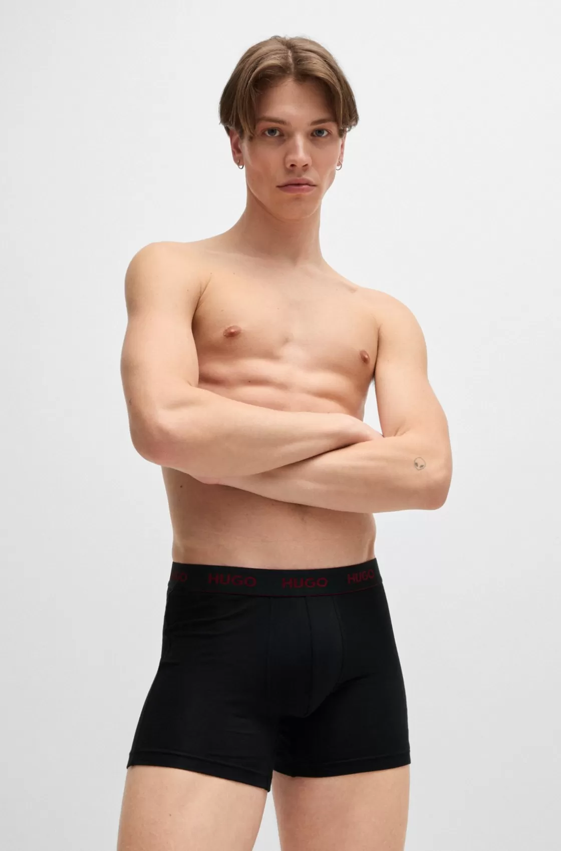 HUGO BOSS Three-pack Of Stretch-cotton Boxer Briefs With Logos Patterned Sale