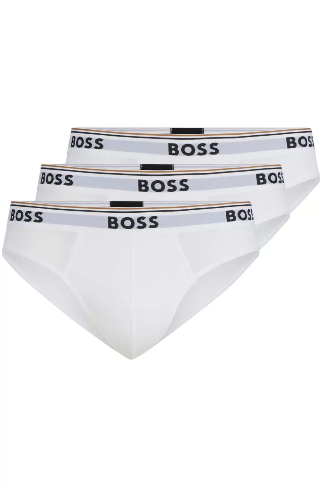 HUGO BOSS Three-pack Of Stretch-cotton Briefs With Logo Waistbands White Outlet