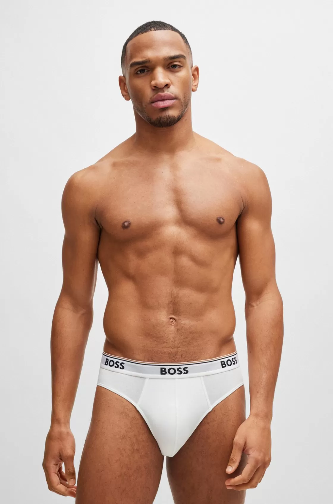HUGO BOSS Three-pack Of Stretch-cotton Briefs With Logo Waistbands White Outlet