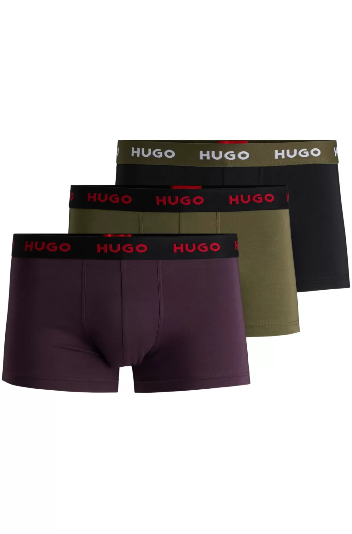 HUGO BOSS Three-pack Of Stretch-cotton Trunks With Logo Waistbands Patterned Best Sale