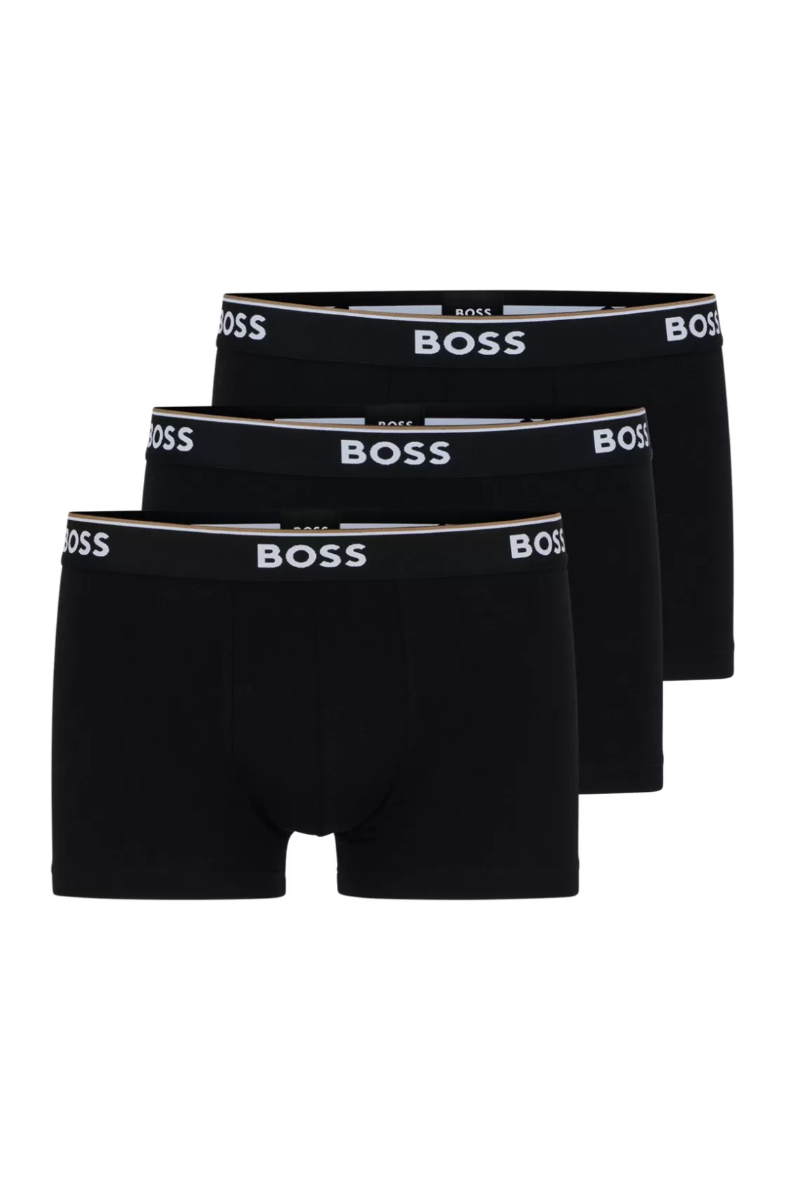 HUGO BOSS Three-pack Of Stretch-cotton Trunks With Logo Waistbands Black Outlet