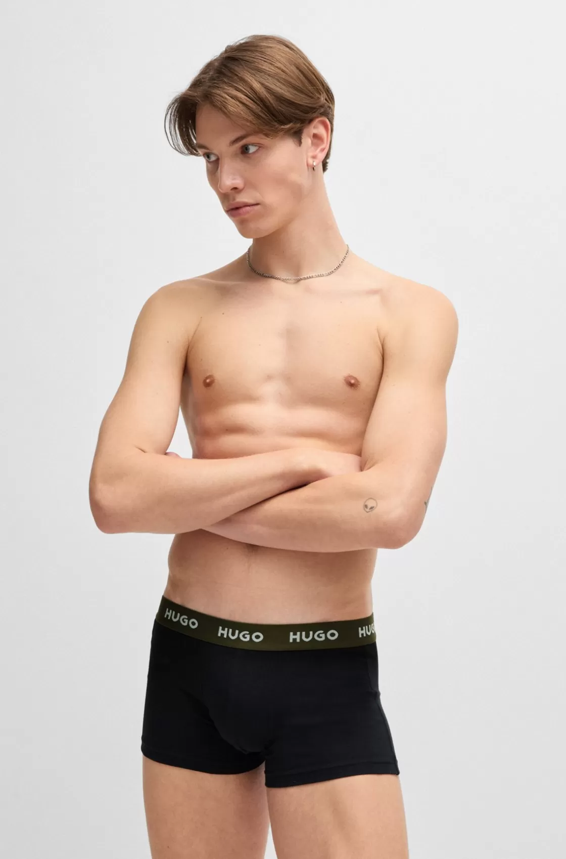 HUGO BOSS Three-pack Of Stretch-cotton Trunks With Logo Waistbands Patterned Best Sale