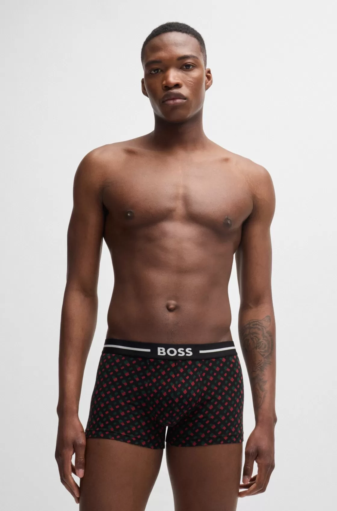 HUGO BOSS Three-pack Of Stretch-cotton Trunks With Logo Waistbands Patterned Discount