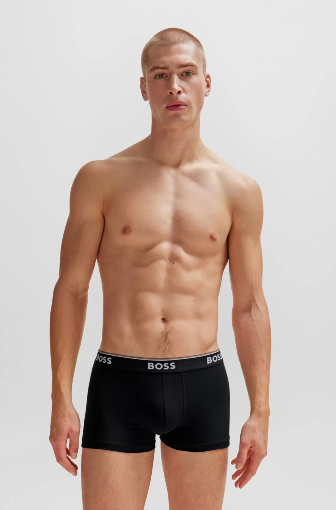HUGO BOSS Three-pack Of Stretch-cotton Trunks With Logo Waistbands Black Outlet