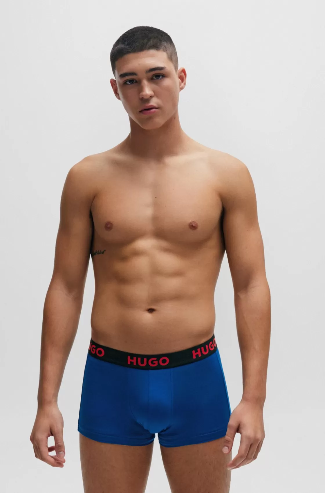 HUGO BOSS Three-pack Of Stretch-jersey Trunks With Logo Waistbands Grey Clearance