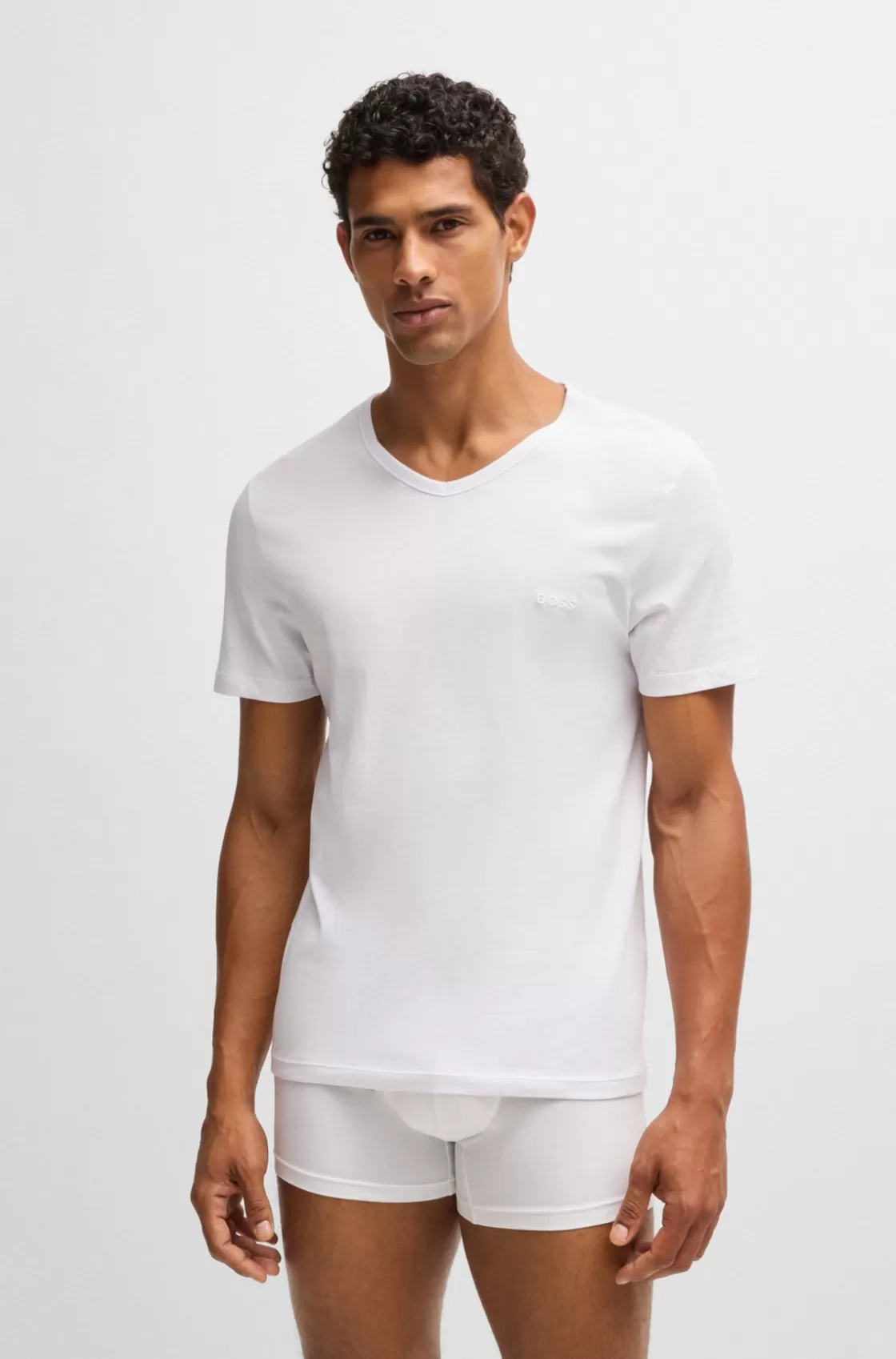 HUGO BOSS Three-pack Of V-neck T-shirts In Cotton Jersey White Online