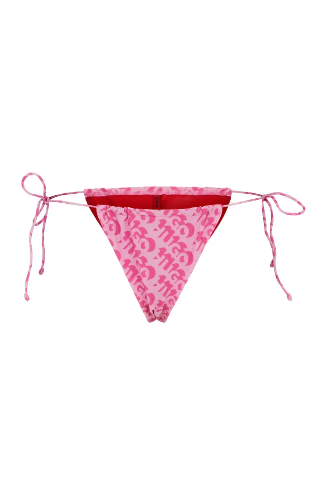 HUGO BOSS Tie-side Bikini Bottoms With Repeat Logo Print Pink Cheap