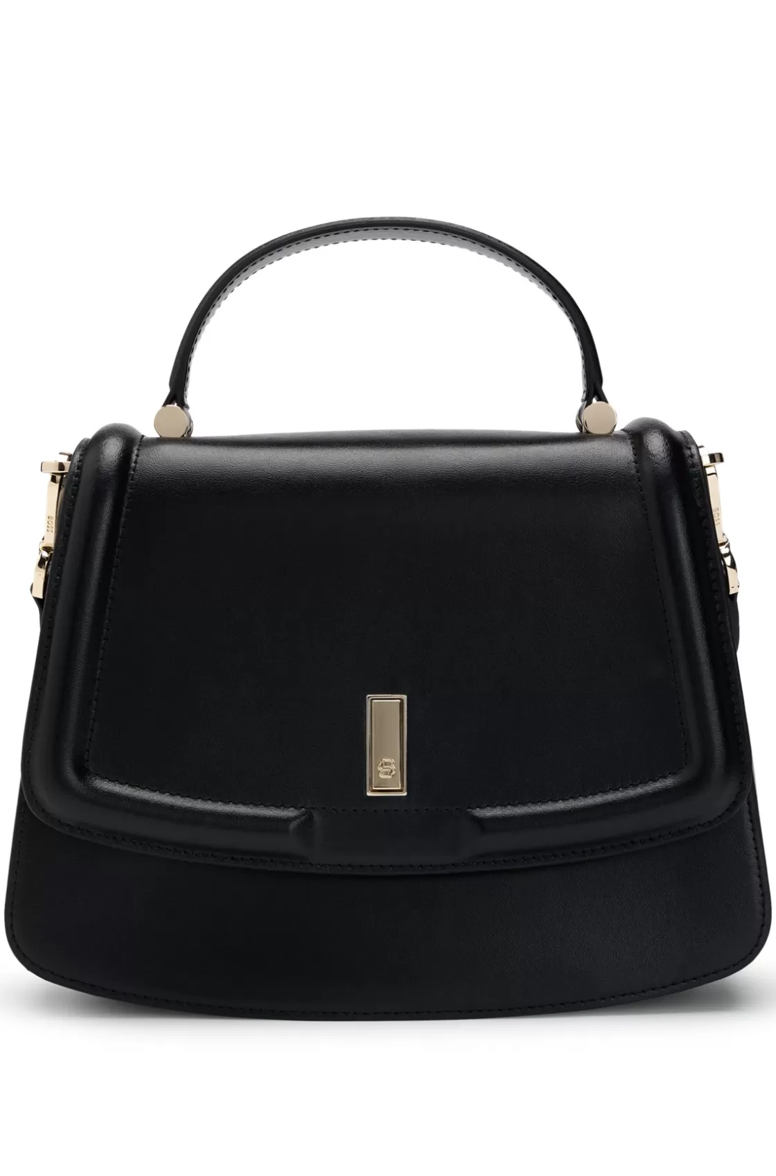 HUGO BOSS Top-handle Handbag In Leather With Double B Monogram Black Online