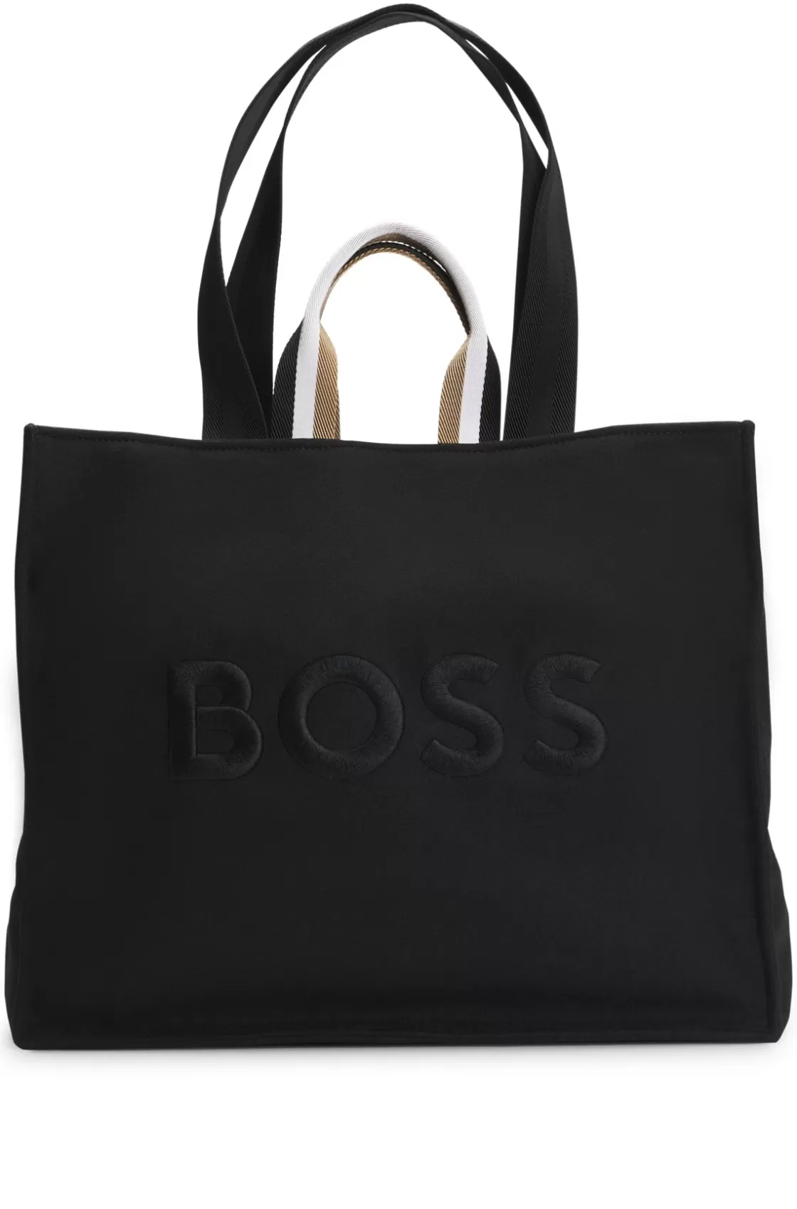 HUGO BOSS Tote Bag With Oversize Embroidered Logo Black Cheap
