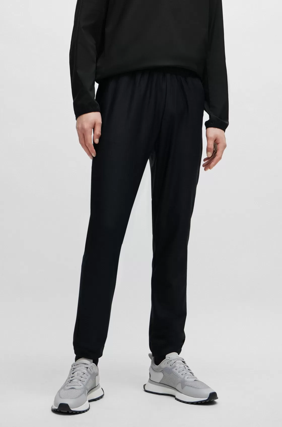 HUGO BOSS Tracksuit Bottoms In Stretch Fabric With Decorative Reflective Logo Black Cheap