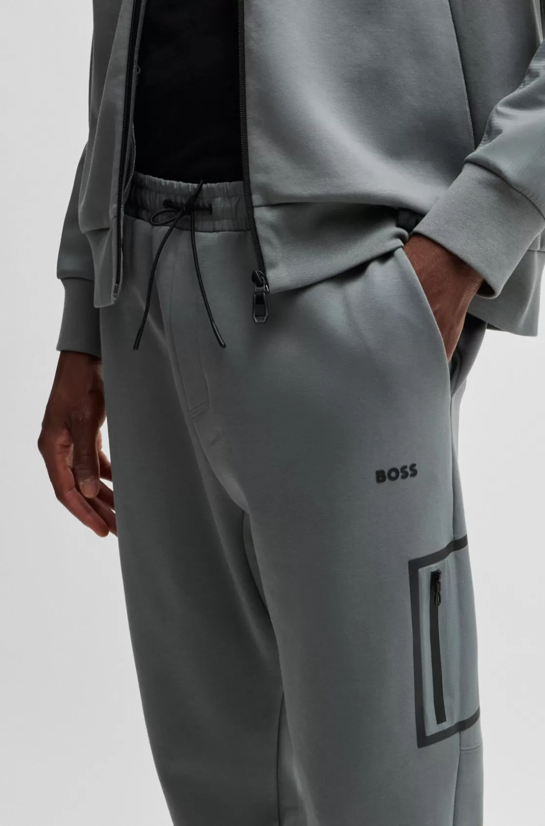 HUGO BOSS Tracksuit Bottoms With Decorative Reflective Logo Khaki Best Sale