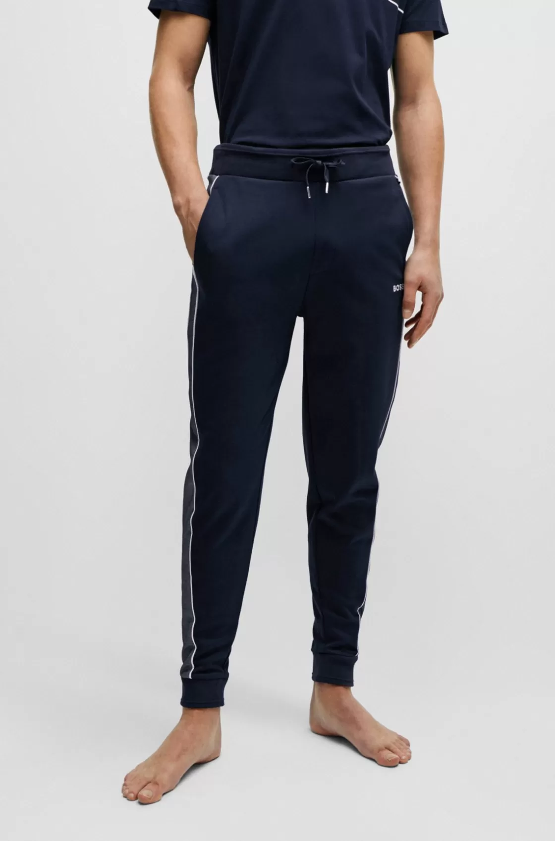HUGO BOSS Tracksuit Bottoms With Embroidered Logo Dark Blue Outlet
