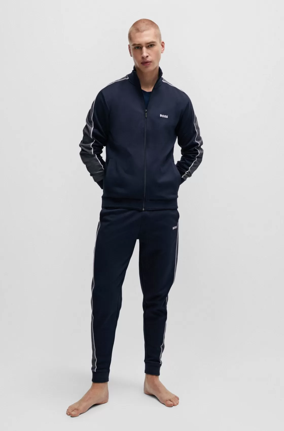 HUGO BOSS Tracksuit Bottoms With Embroidered Logo Dark Blue Outlet