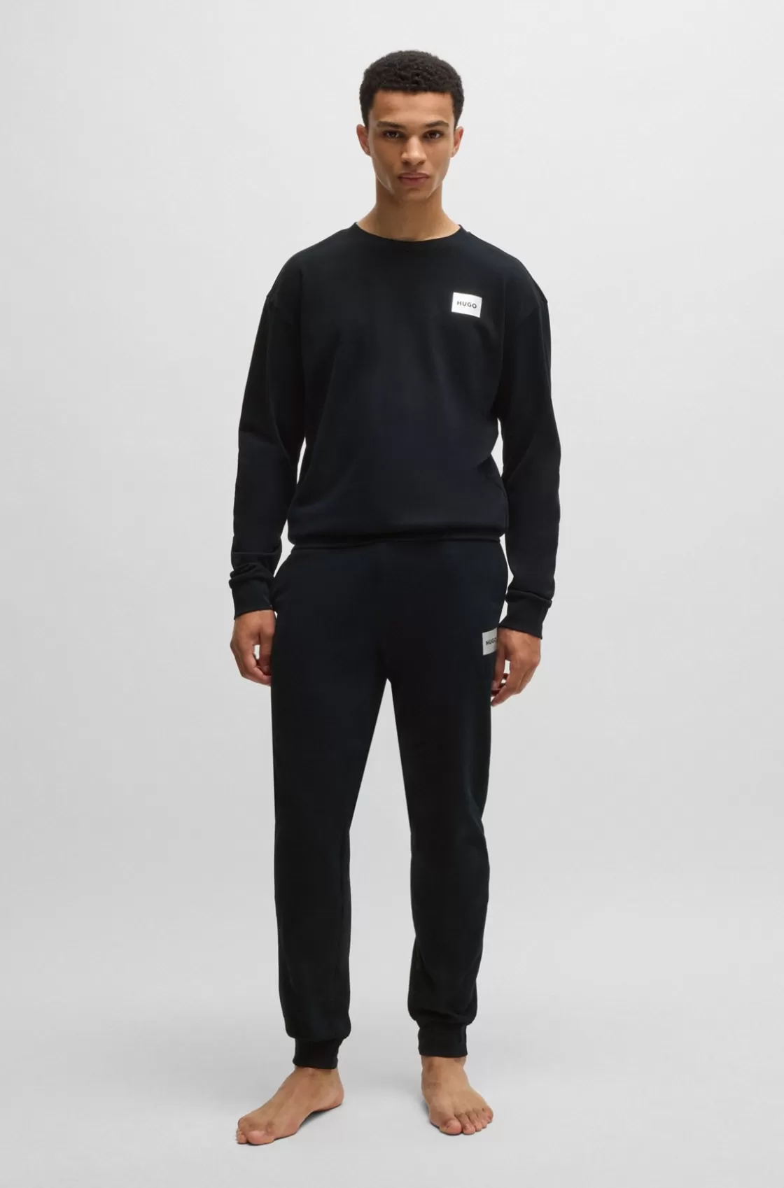 HUGO BOSS Tracksuit Bottoms With Metallic Logo Label Black Hot
