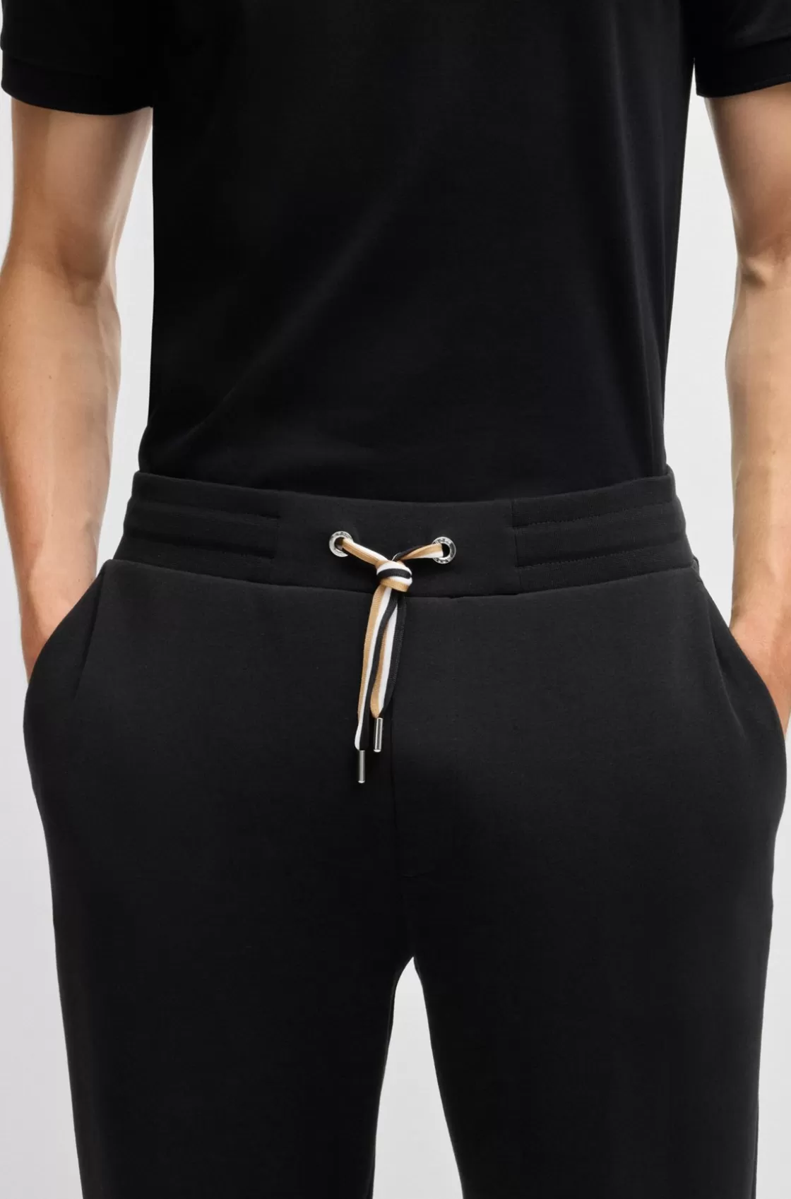 HUGO BOSS Tracksuit Bottoms With Signature-stripe Cords Black New