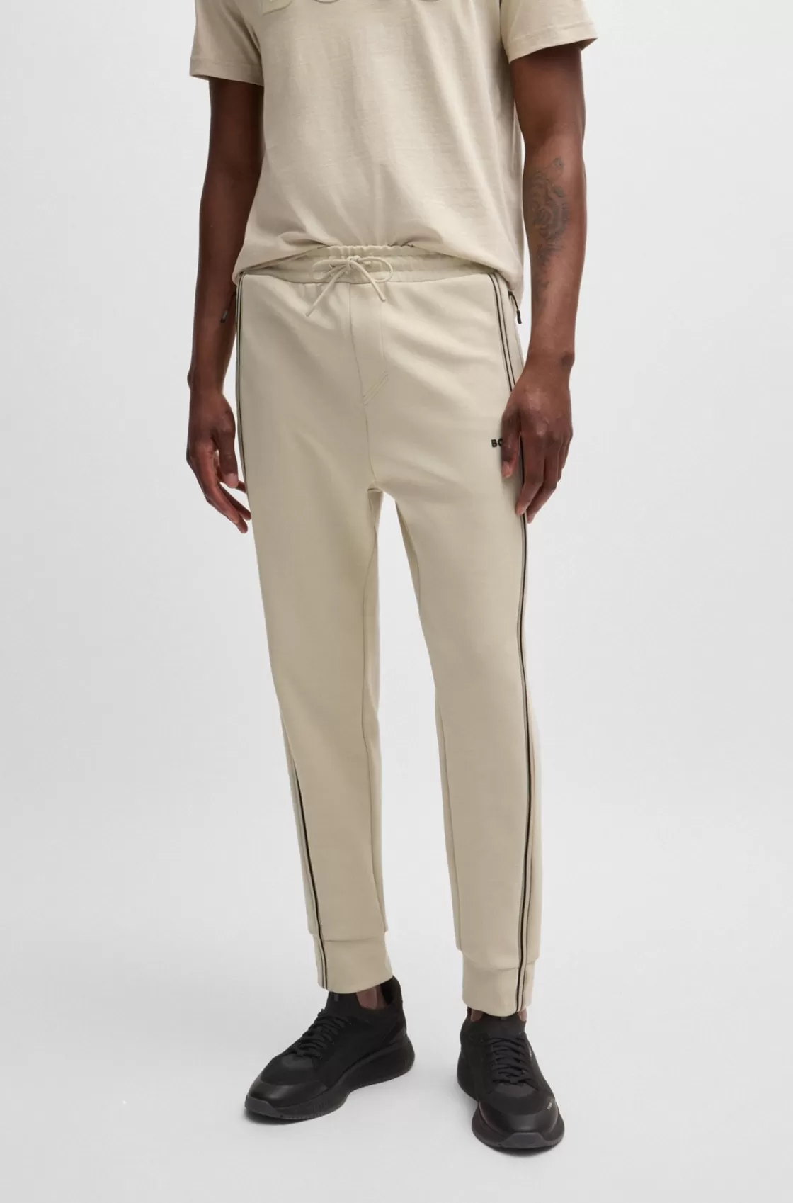 HUGO BOSS Tracksuit Bottoms With Tape Inserts Light Beige Shop