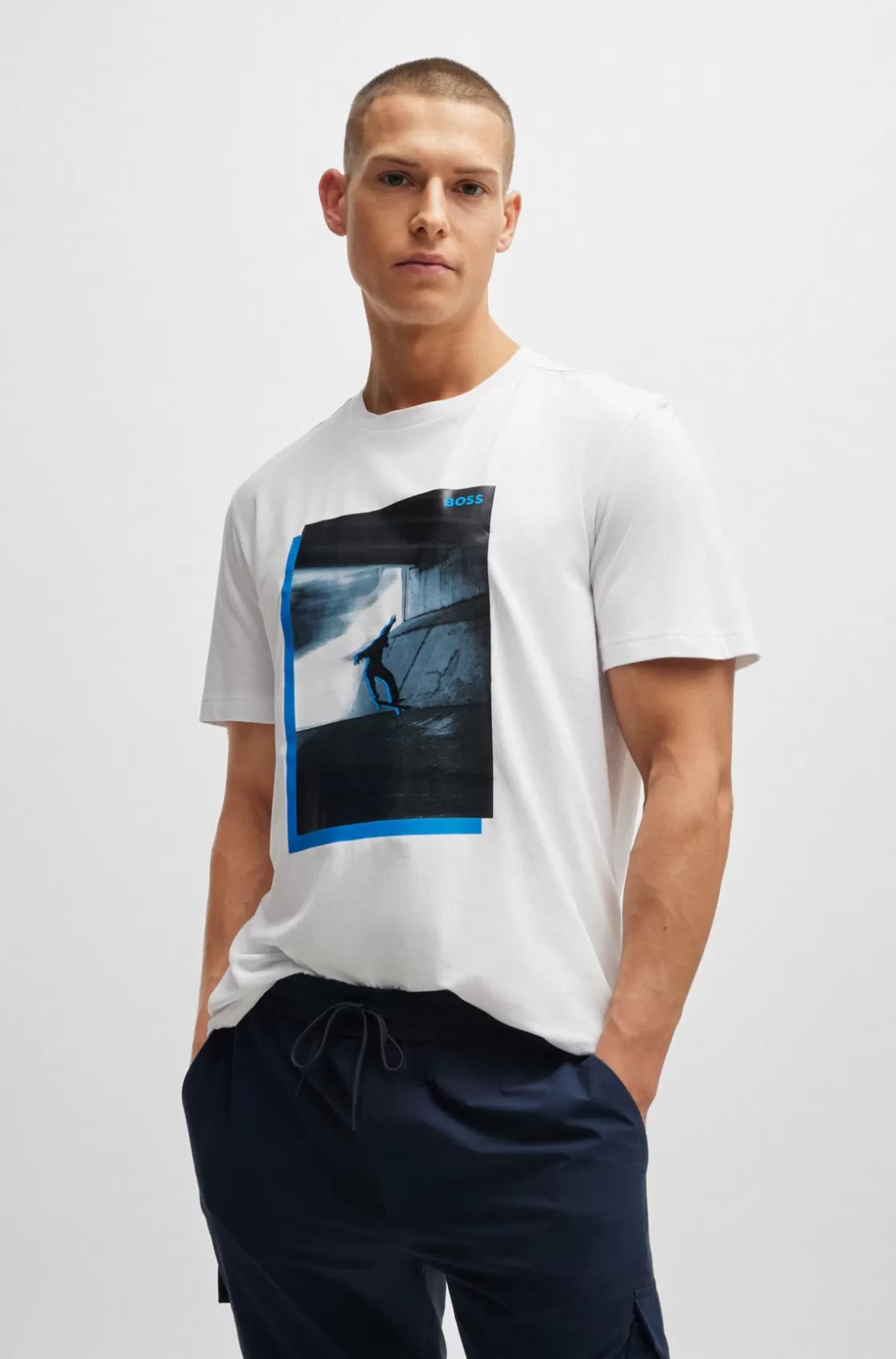HUGO BOSS T-shirt With Skate Artwork White Cheap