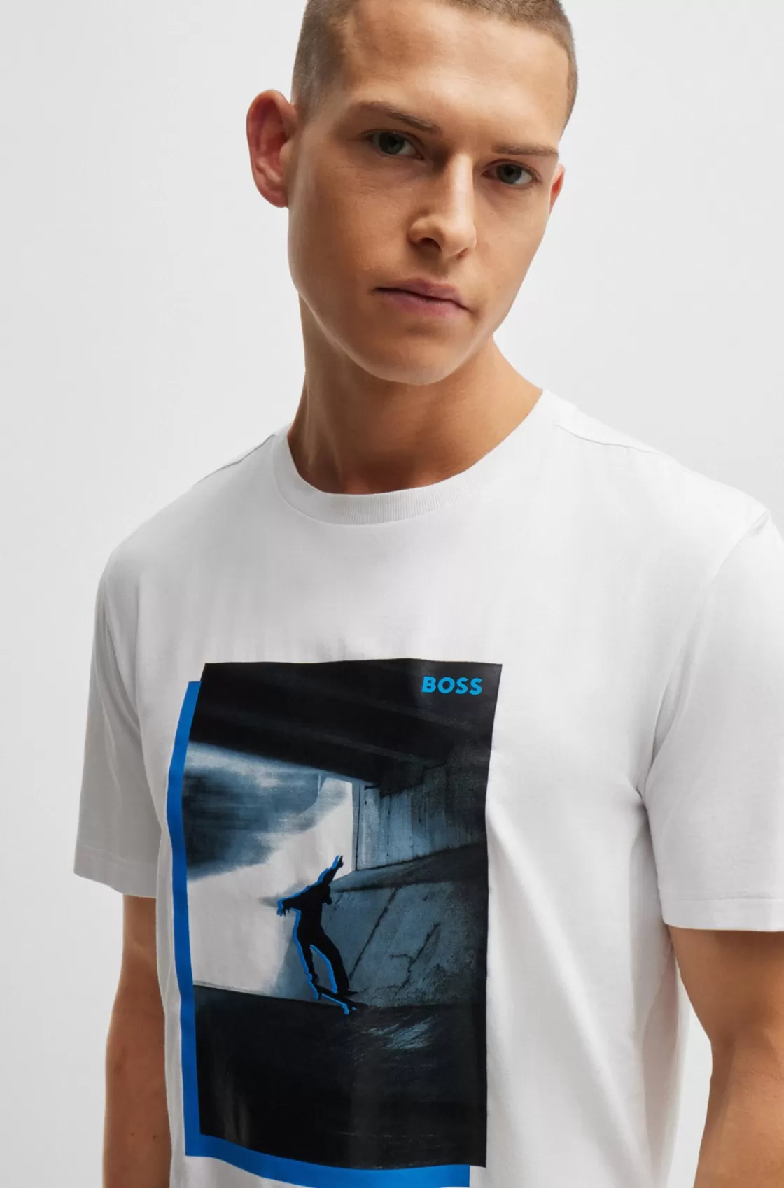 HUGO BOSS T-shirt With Skate Artwork White Cheap