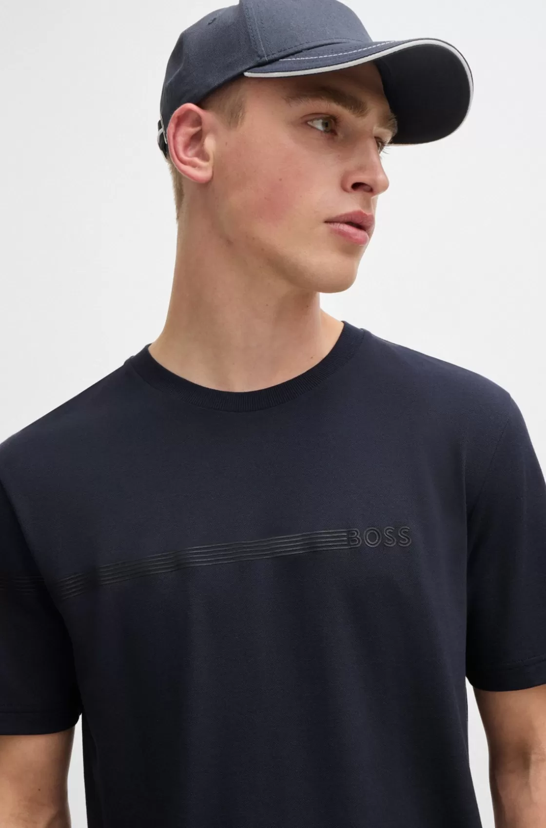 HUGO BOSS T-shirt With Stripes And Logo Dark Blue Outlet
