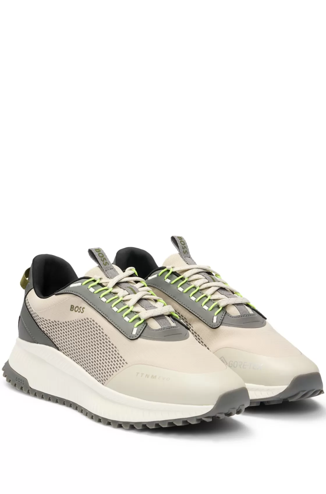 HUGO BOSS TTNM EVO GORE-TEX Trainers With Ribbed Sole Light Beige Hot
