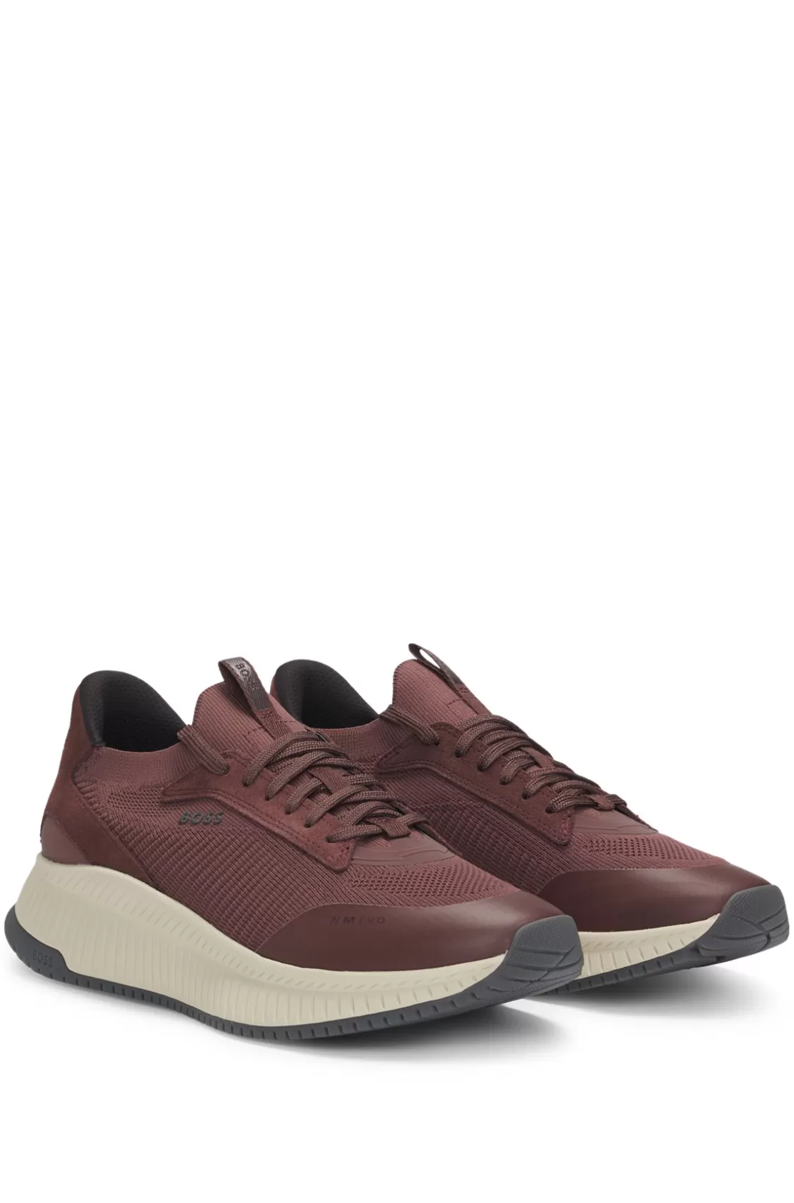 HUGO BOSS TTNM EVO Trainers With Knitted Uppers Dark Red Outlet