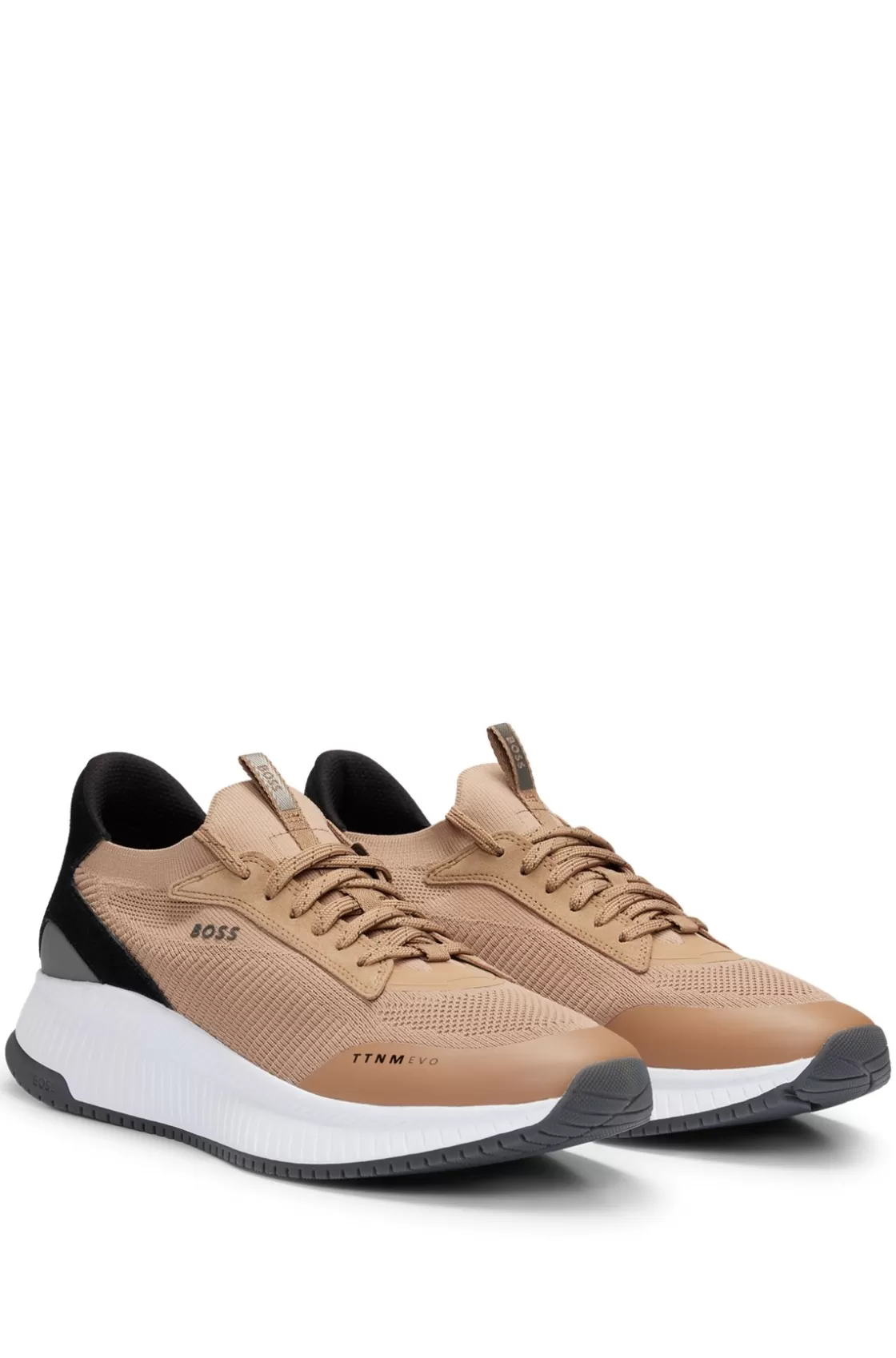 HUGO BOSS TTNM EVO Trainers With Knitted Uppers Beige Outlet