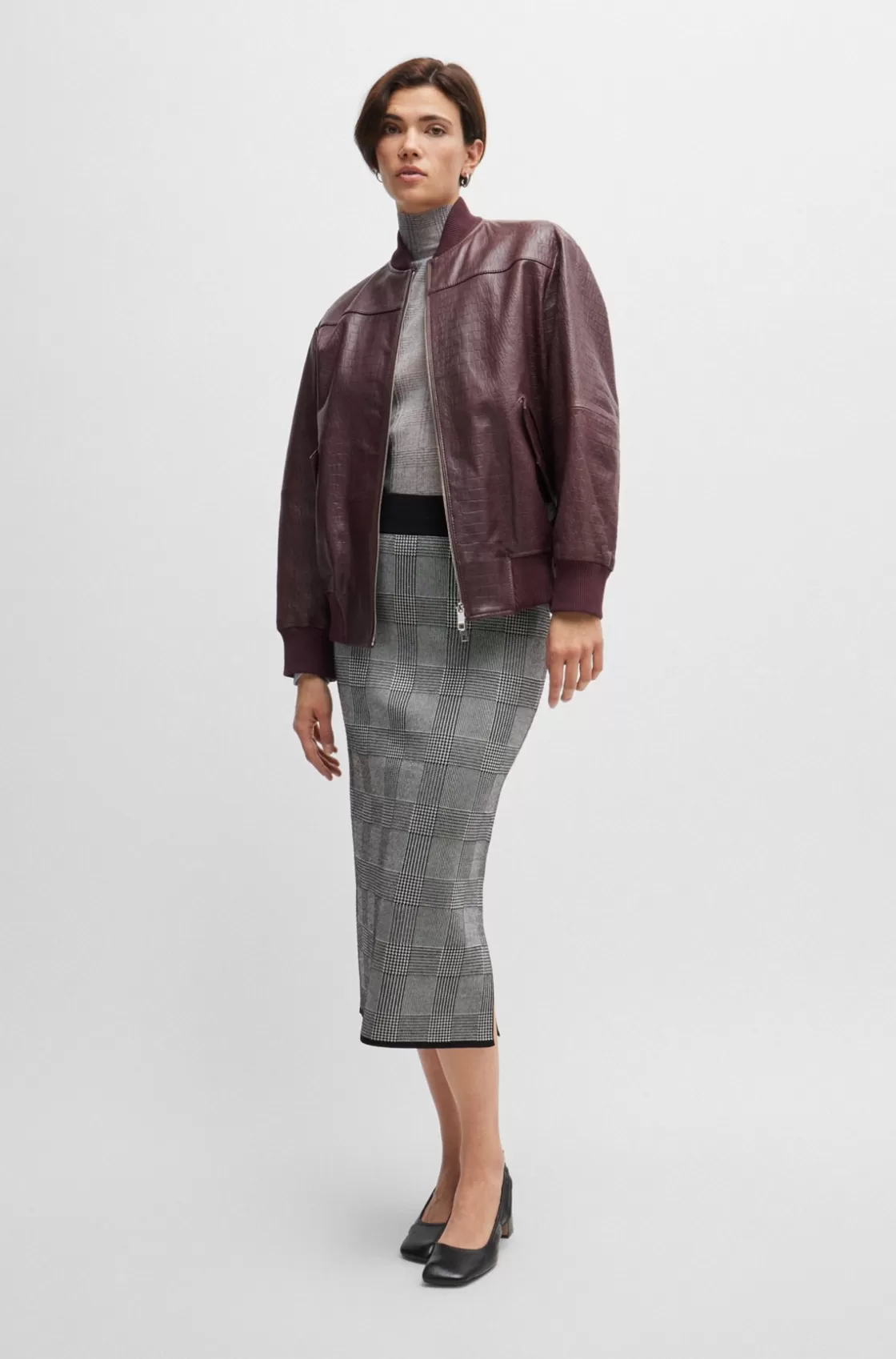 HUGO BOSS Tube Skirt In Knitted Jacquard Patterned Clearance