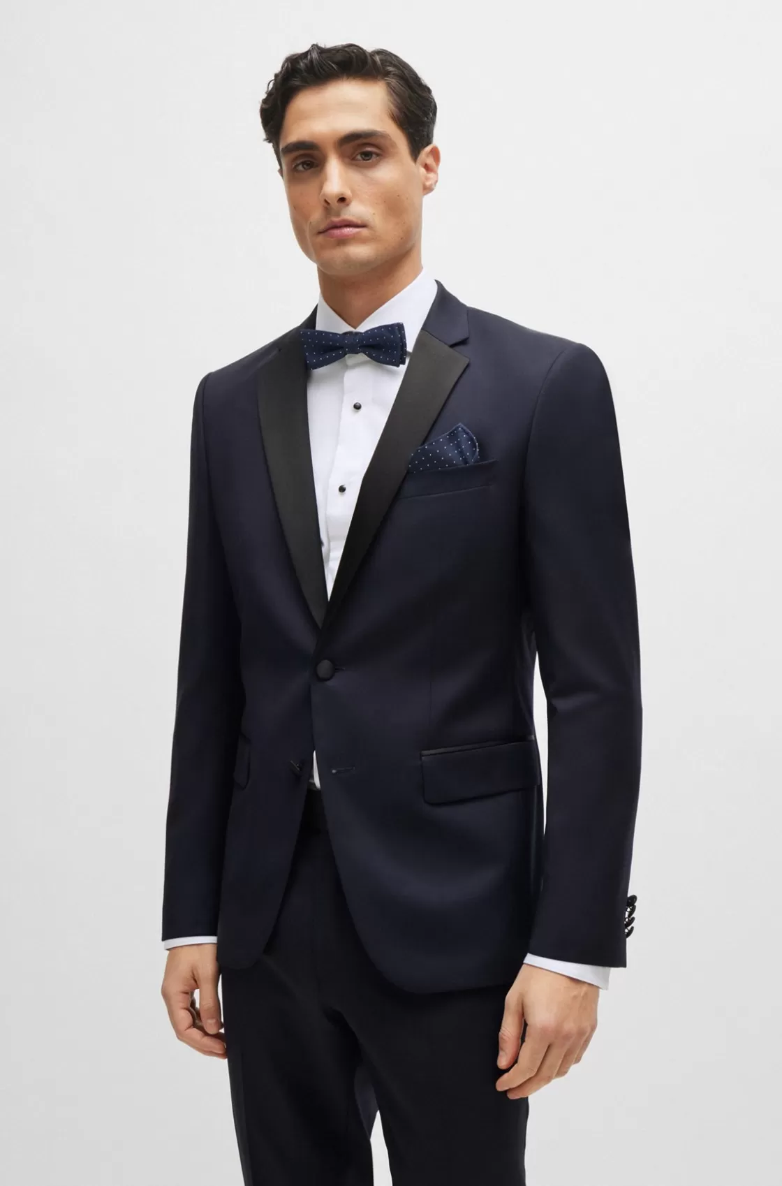 HUGO BOSS Tuxedo Jacket In Virgin-wool Serge Dark Blue Cheap