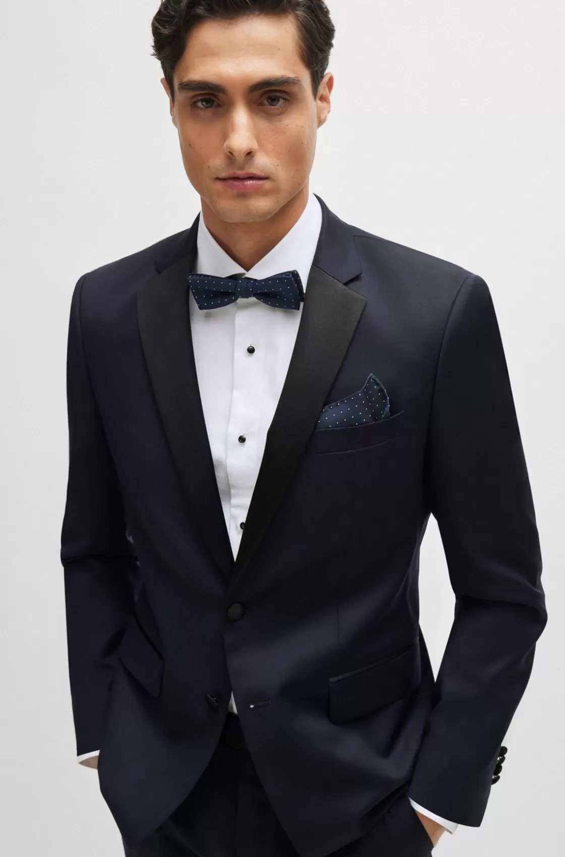 HUGO BOSS Tuxedo Jacket In Virgin-wool Serge Dark Blue Cheap