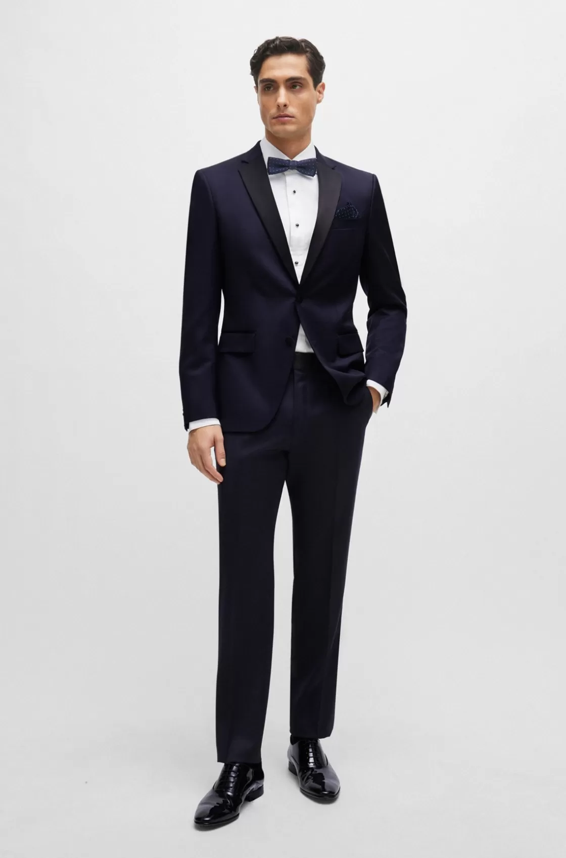 HUGO BOSS Tuxedo Trousers In Virgin-wool Serge Dark Blue Online