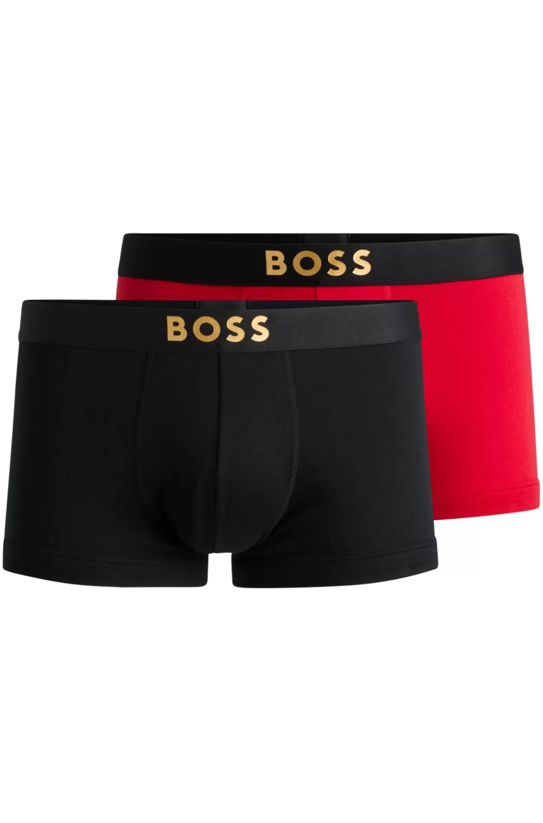 HUGO BOSS Two-pack Of Cotton Trunks With Metallic Logos Light Red Discount