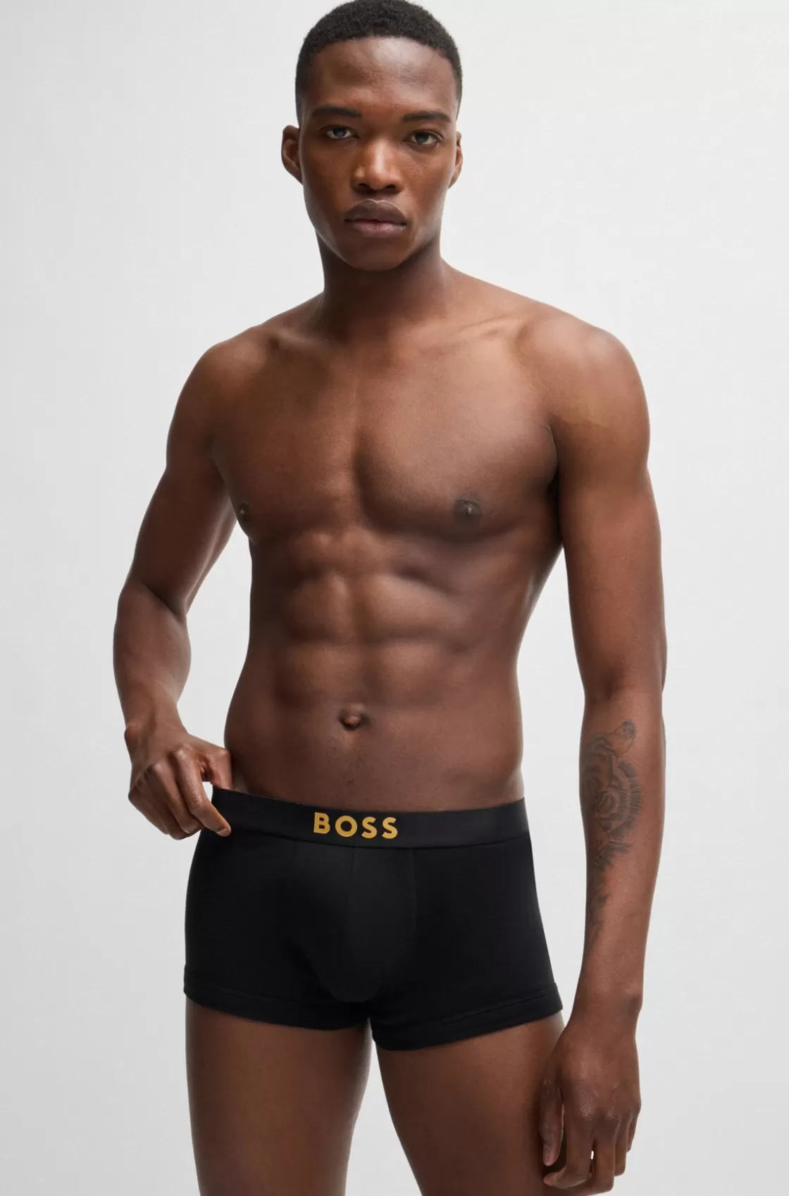 HUGO BOSS Two-pack Of Cotton Trunks With Metallic Logos Light Red Discount