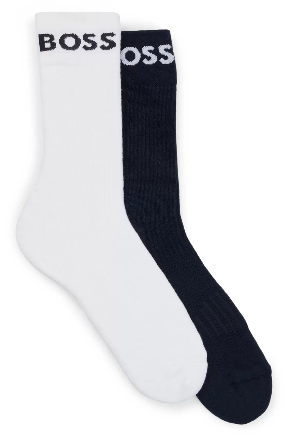 HUGO BOSS Two-pack Of Quarter-length Socks In Stretch Fabric Dark Blue Flash Sale