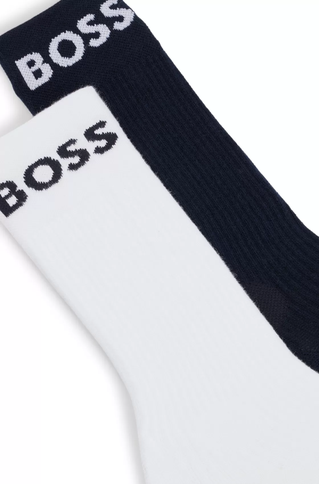 HUGO BOSS Two-pack Of Quarter-length Socks In Stretch Fabric Dark Blue Flash Sale