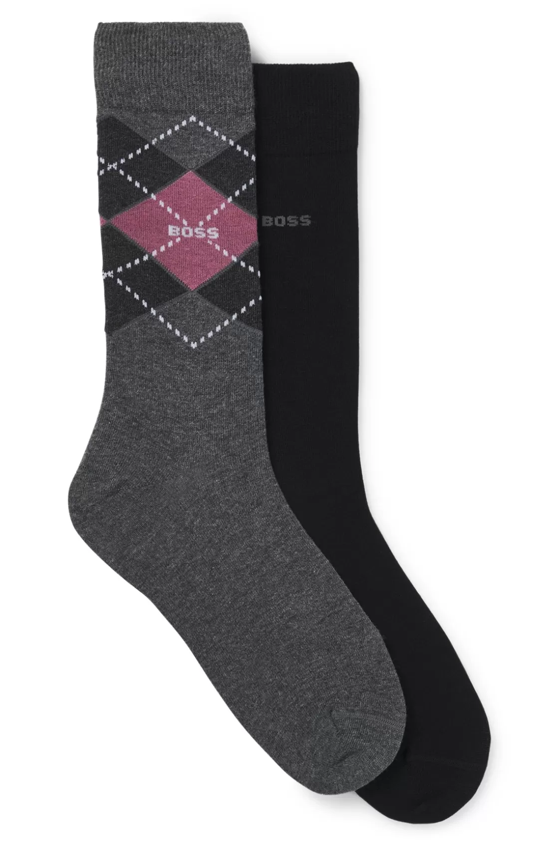 HUGO BOSS Two-pack Of Regular-length Socks In A Cotton Blend Grey Store