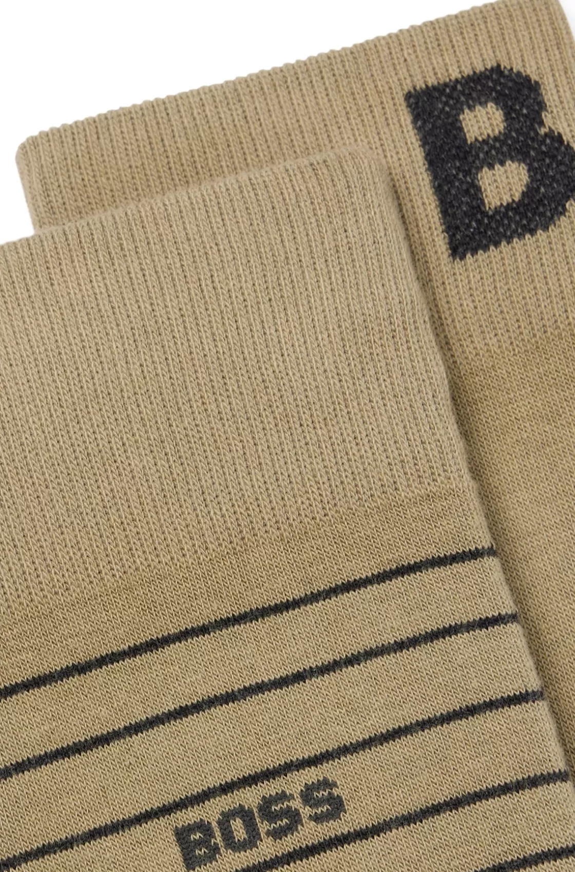HUGO BOSS Two-pack Of Regular-length Socks In Stretch Cotton Light Green Flash Sale