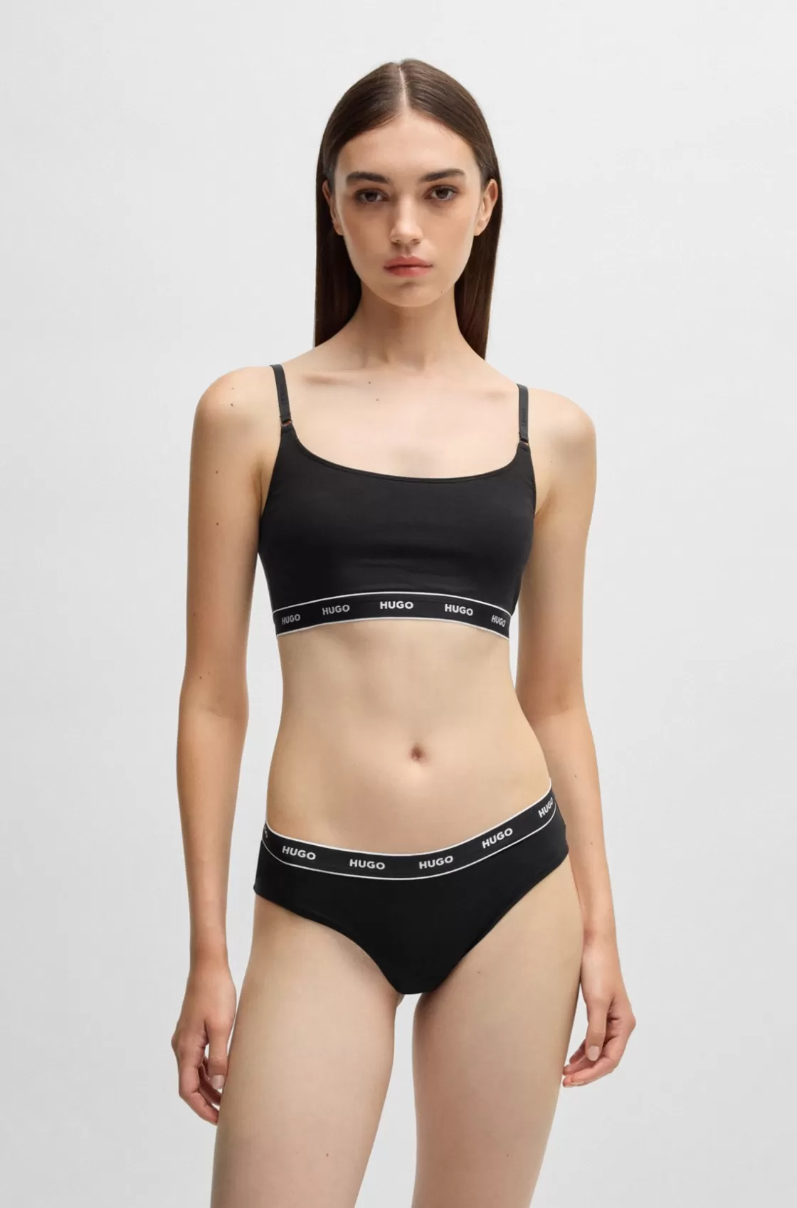 HUGO BOSS Two-pack Of Stretch-cotton Bralettes With Logo Underbands Patterned Hot