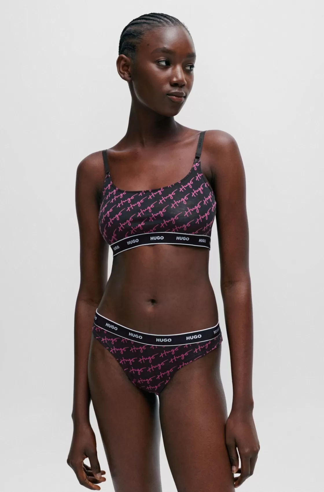HUGO BOSS Two-pack Of Stretch-cotton Bralettes With Logo Underbands Patterned Cheap
