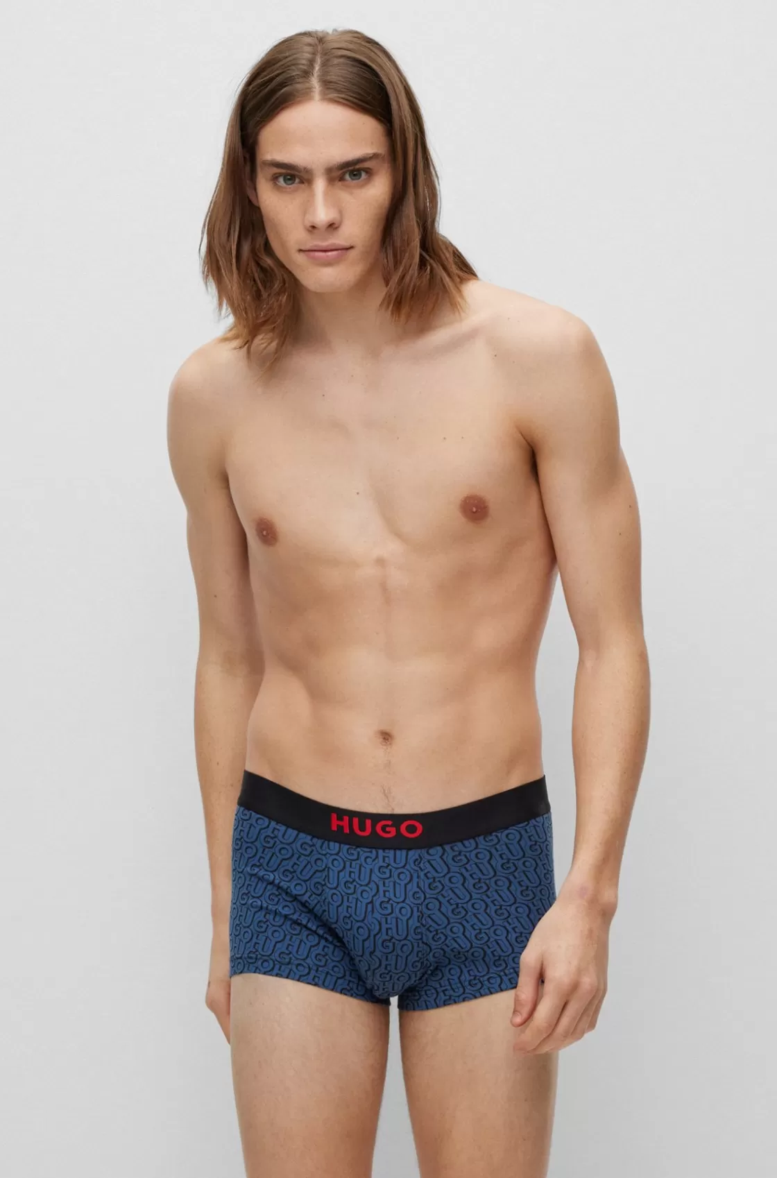 HUGO BOSS Two-pack Of Stretch-cotton Trunks With Logo Waistbands Light Blue Flash Sale