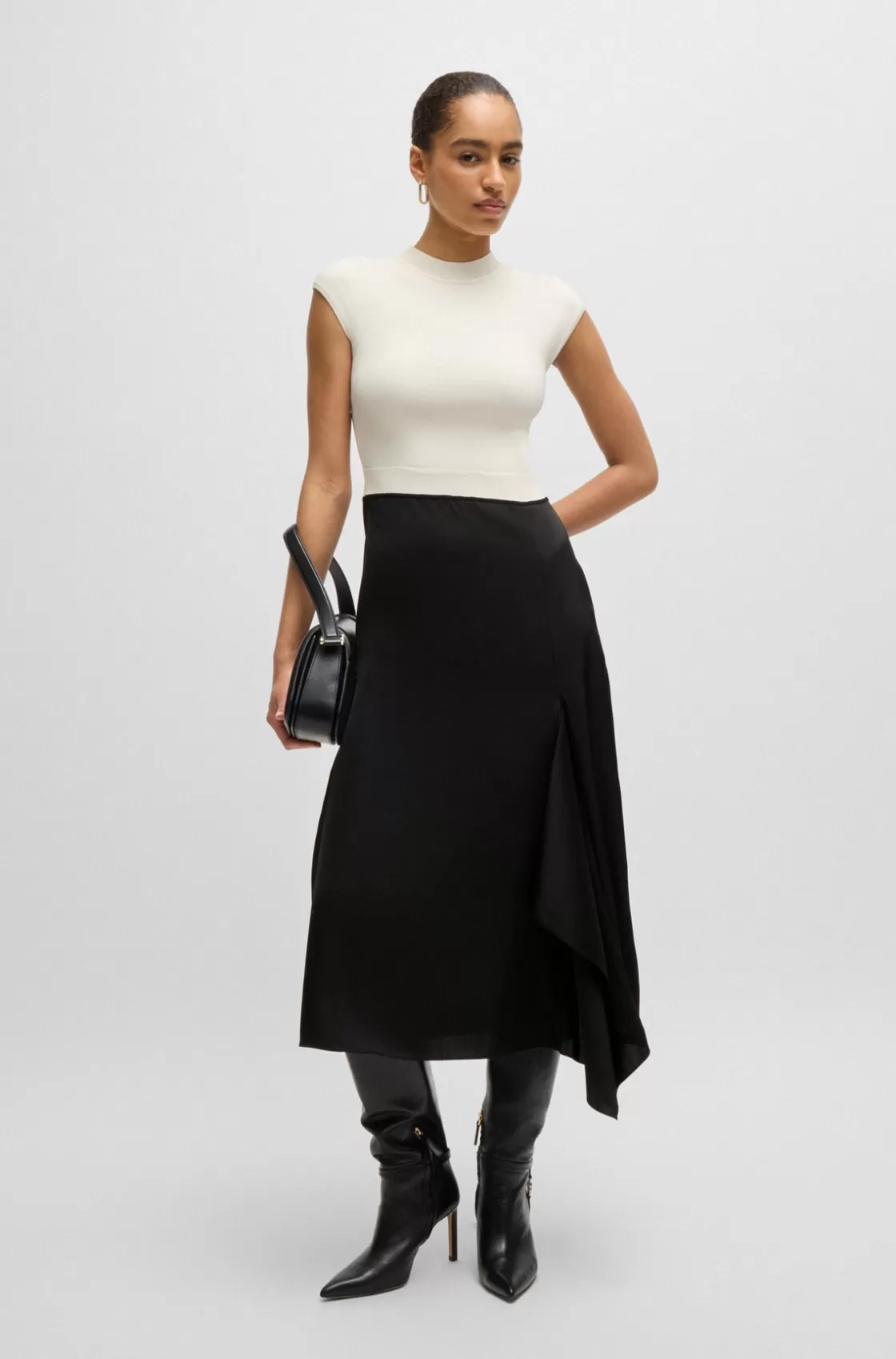 HUGO BOSS Two-part Dress With Volant Trim Patterned Clearance