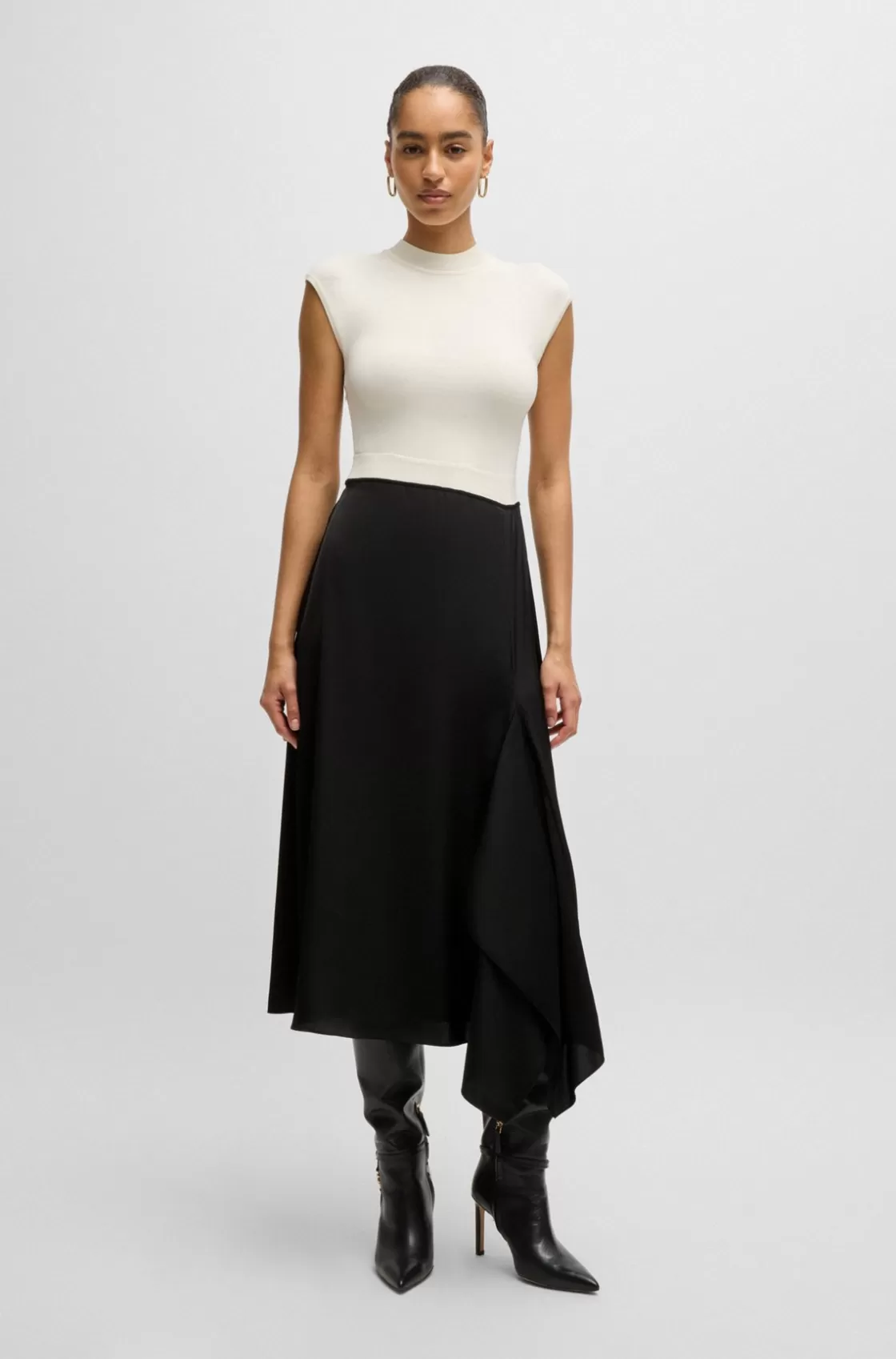 HUGO BOSS Two-part Dress With Volant Trim Patterned Clearance
