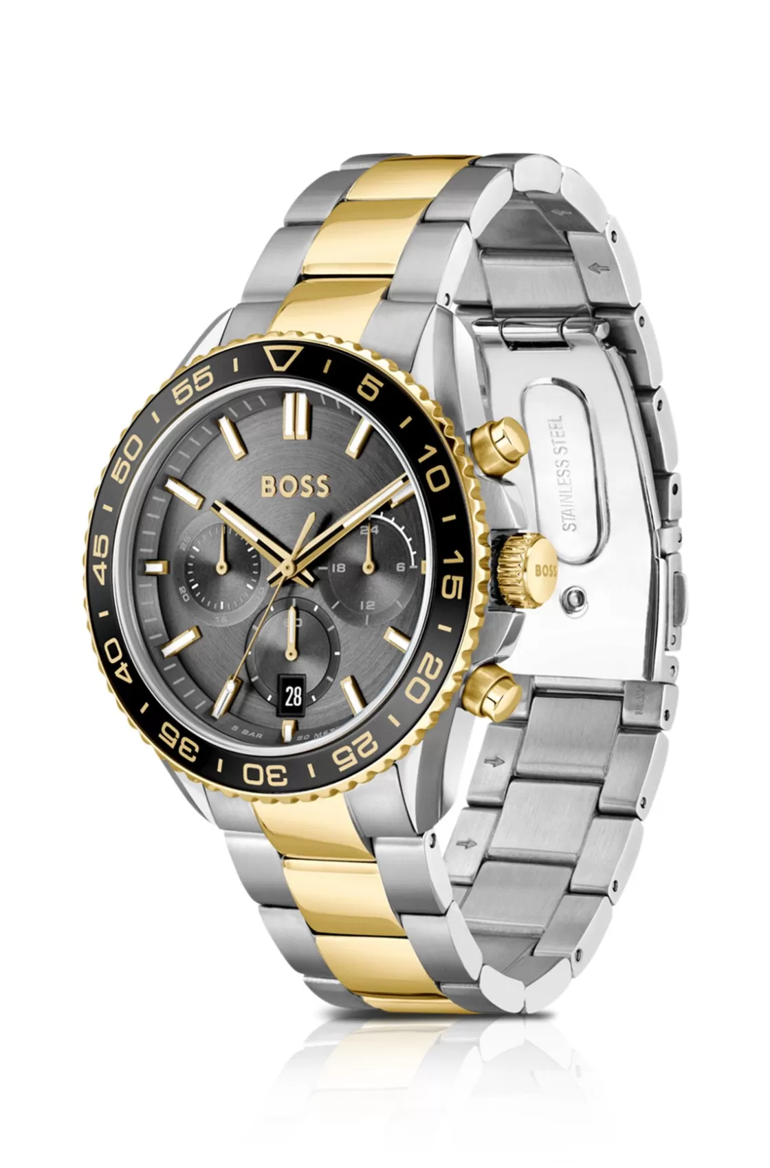 HUGO BOSS Two-tone Link-bracelet Chronograph Watch With Gray Dial Assorted-Pre-Pack Cheap