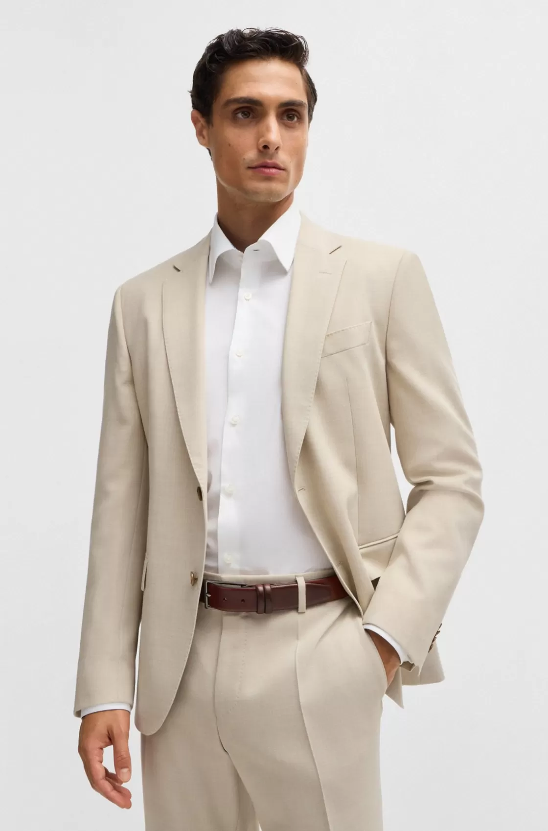 HUGO BOSS Vegetable-tanned Leather Belt With Gunmetal Hardware Brown Online