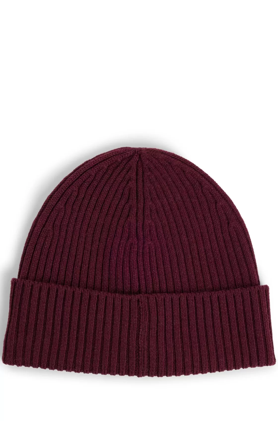 HUGO BOSS Virgin-wool Beanie Hat With Stacked Logo Dark pink Shop