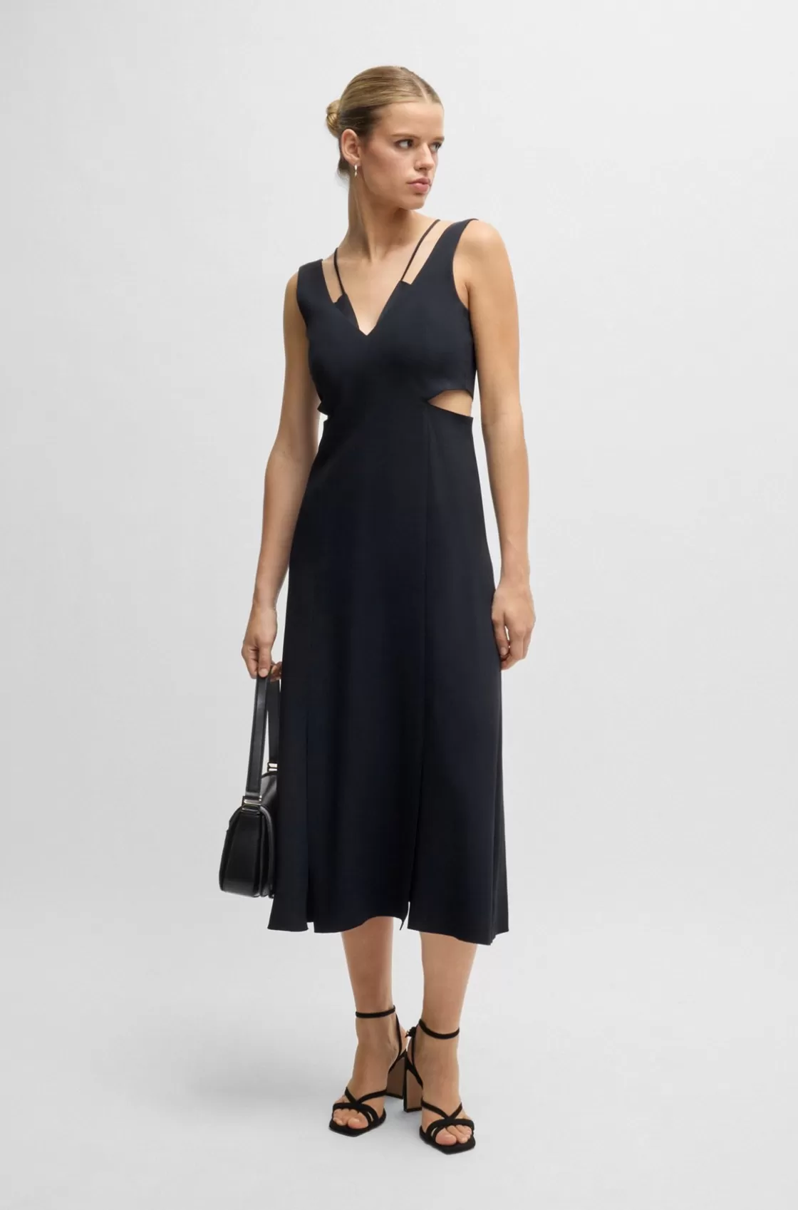 HUGO BOSS V-neck Dress With Cut-out Details Dark Blue Store