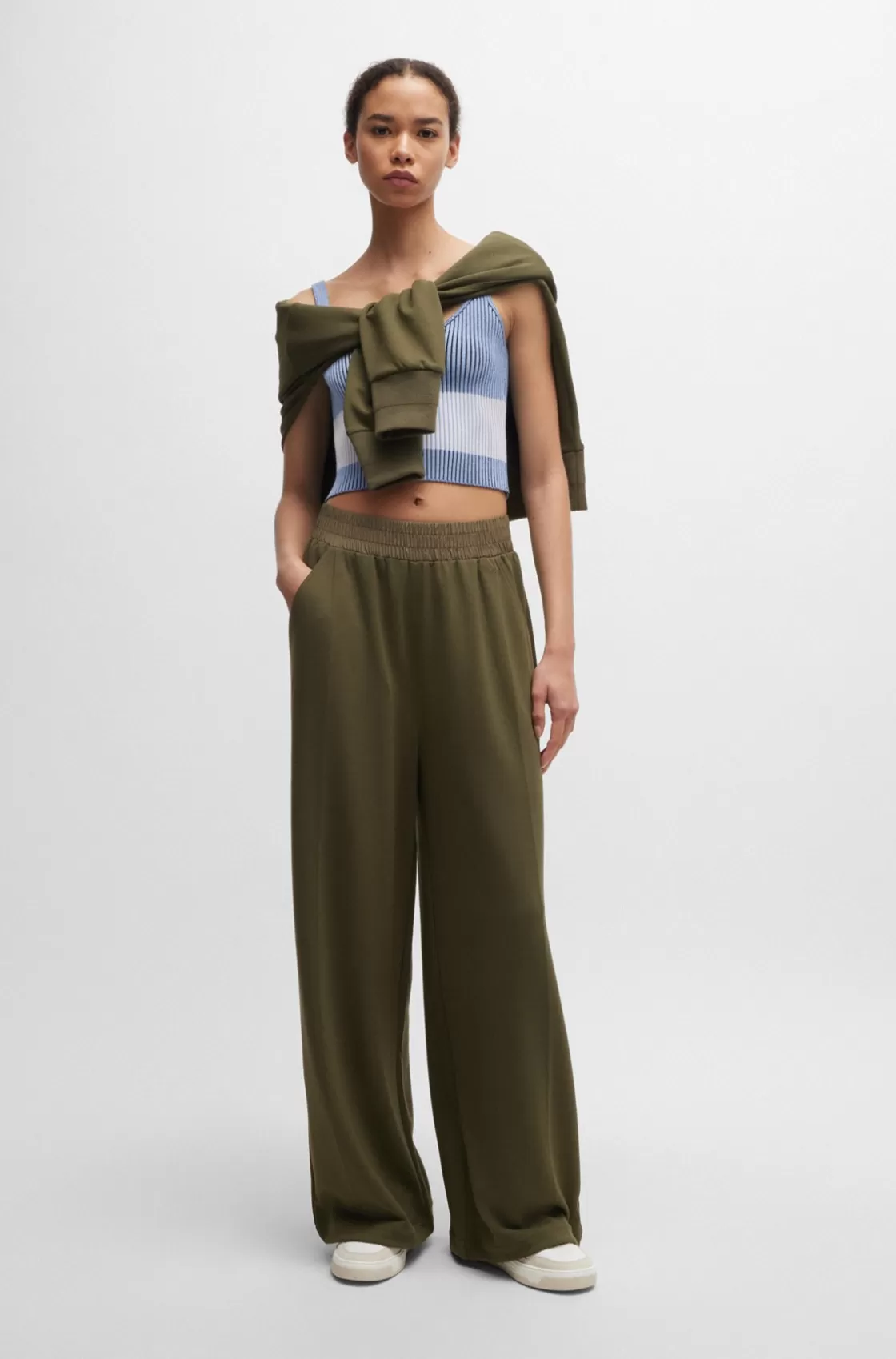 HUGO BOSS V-neck Vest Top In A Ribbed Knit Patterned Online