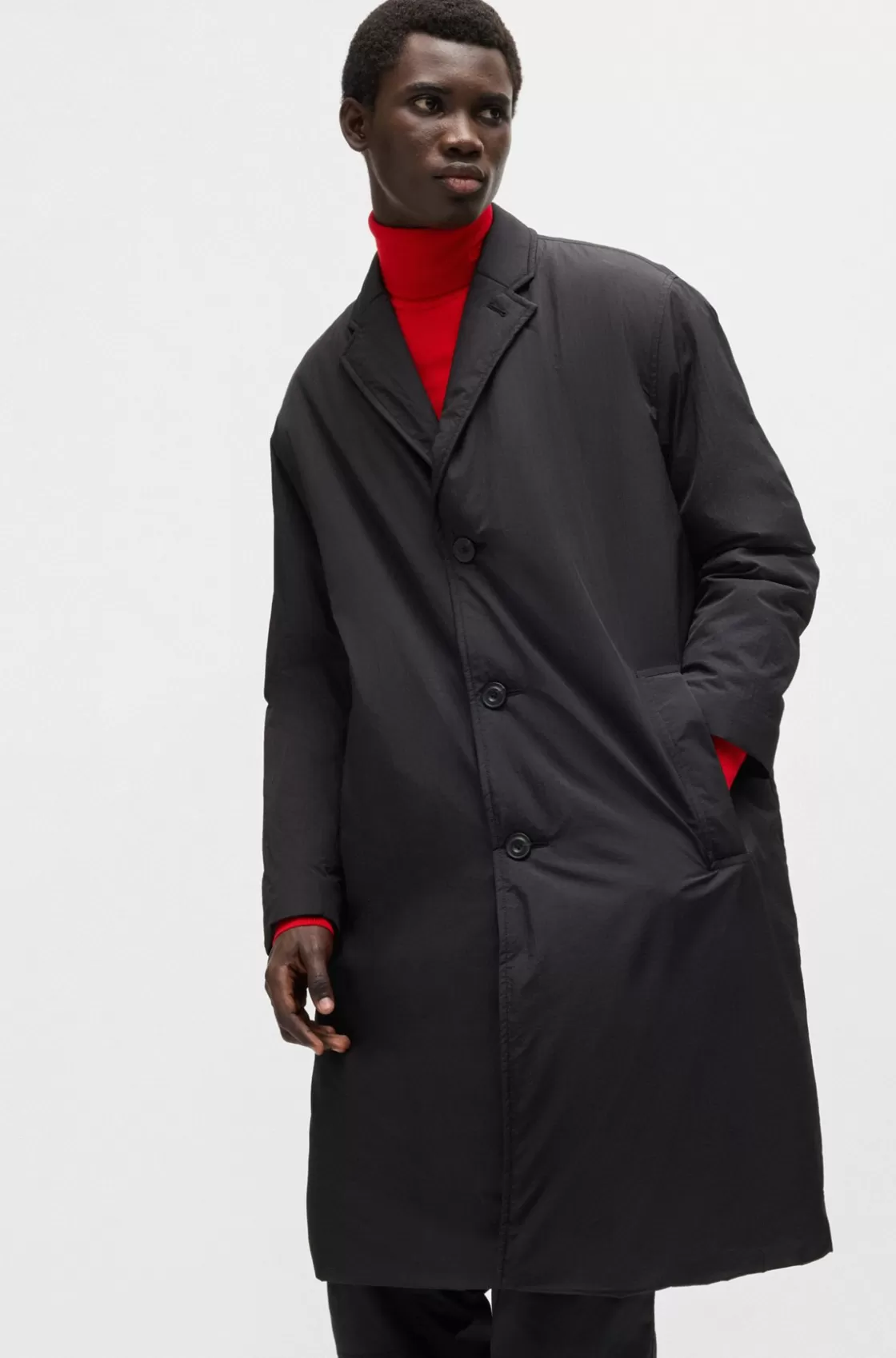 HUGO BOSS Water-repellent Car Coat In A Relaxed Fit Black Shop
