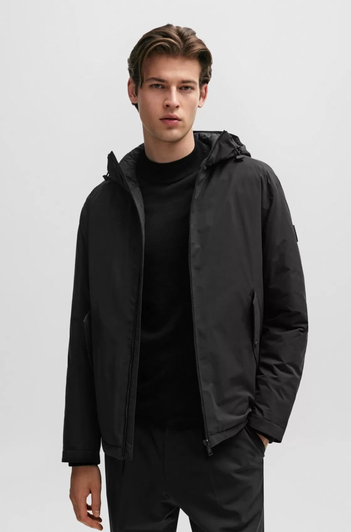 HUGO BOSS Water-repellent Jacket In Crease-resistant Stretch Material Black Discount